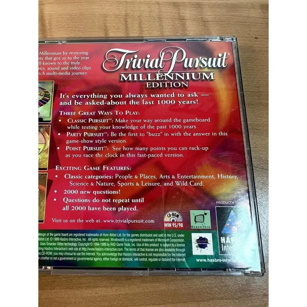 Trivial Pursuit Millennium Edition Hasbro Interactive WIN 95/98 CD ROM 1999